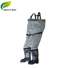 Wader de pecho transpirable con botas de PVC